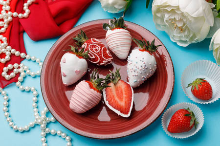 Φράουλες σε λευκή σοκολάτα
