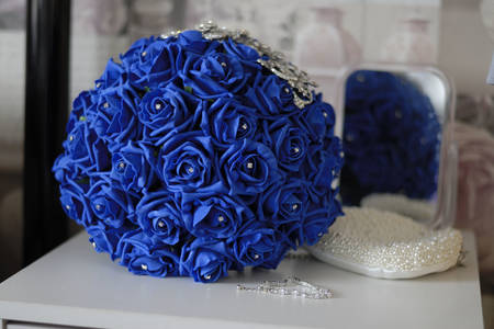Wedding bouquet of blue roses
