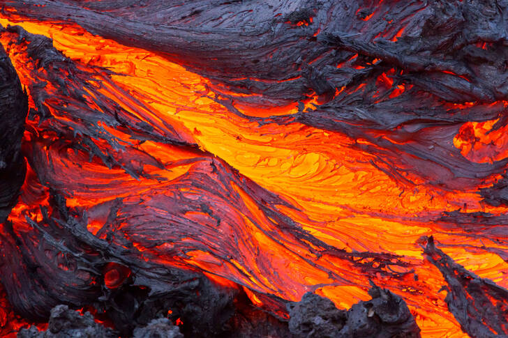 Molten volcanic lava
