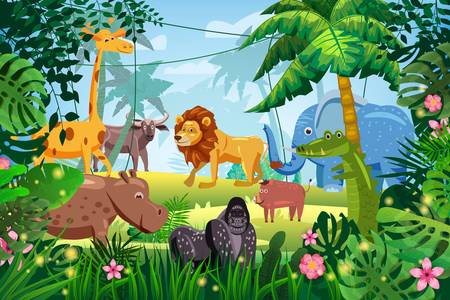 Африканские животные в джунглях