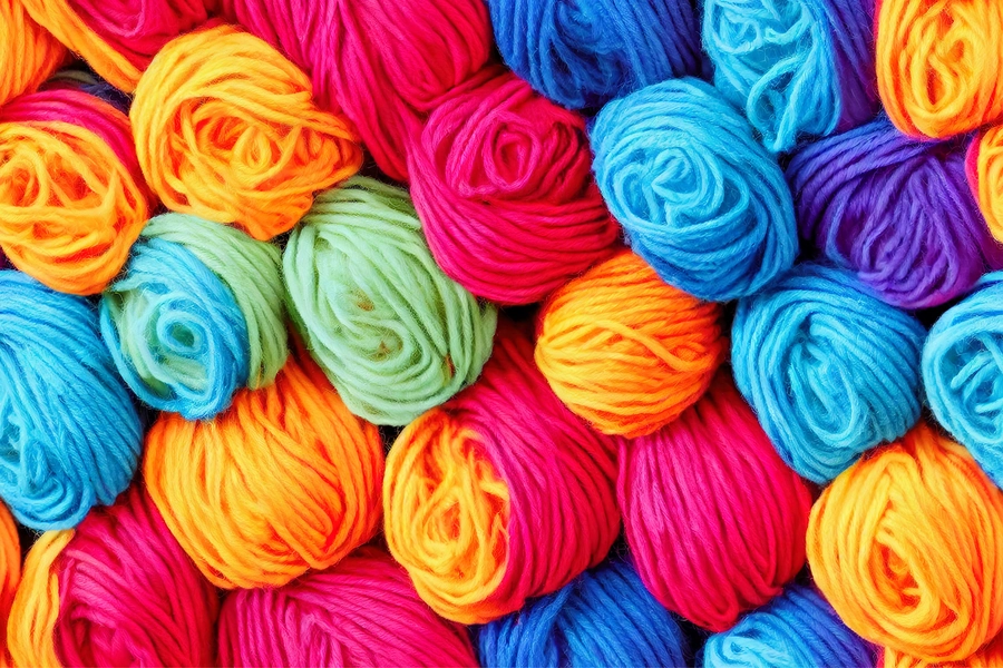 Boules de fil multicolores