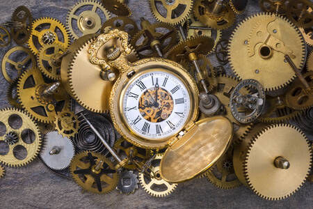 Кишеньковий годинник та деталі механізмів