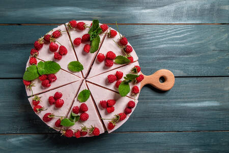 Tarta de queso con frambuesas