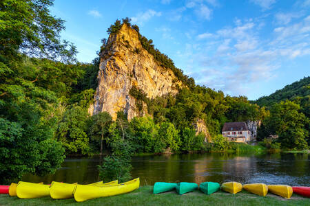 Båter ved Dordogne-elven