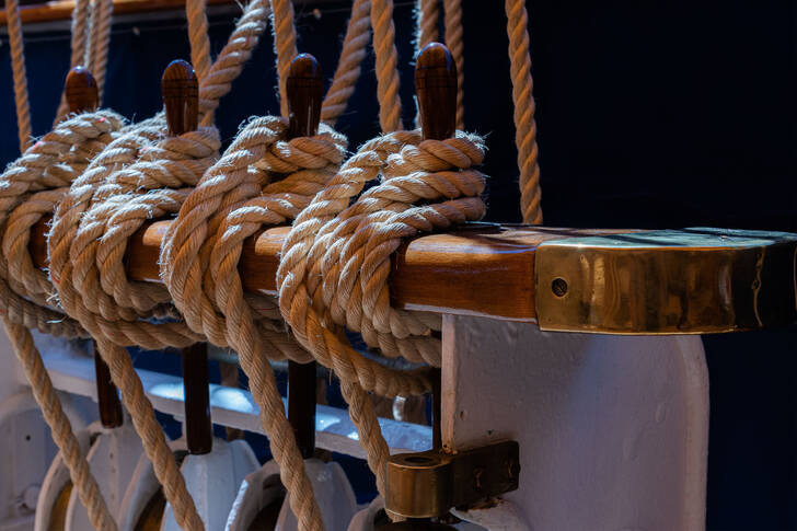 Ropes on a sailing ship