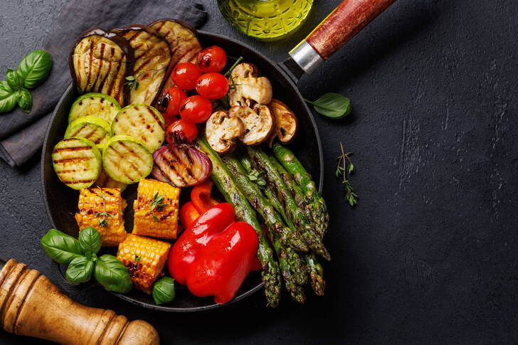 Vegetables in a frying pan