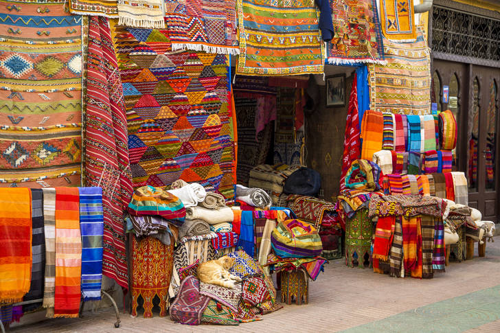 Colorful fabrics on the market