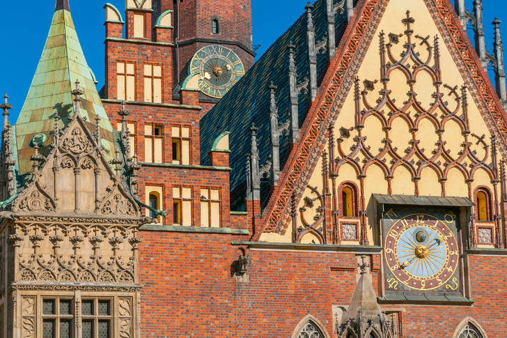 The architecture of the old town hall of Wroclaw