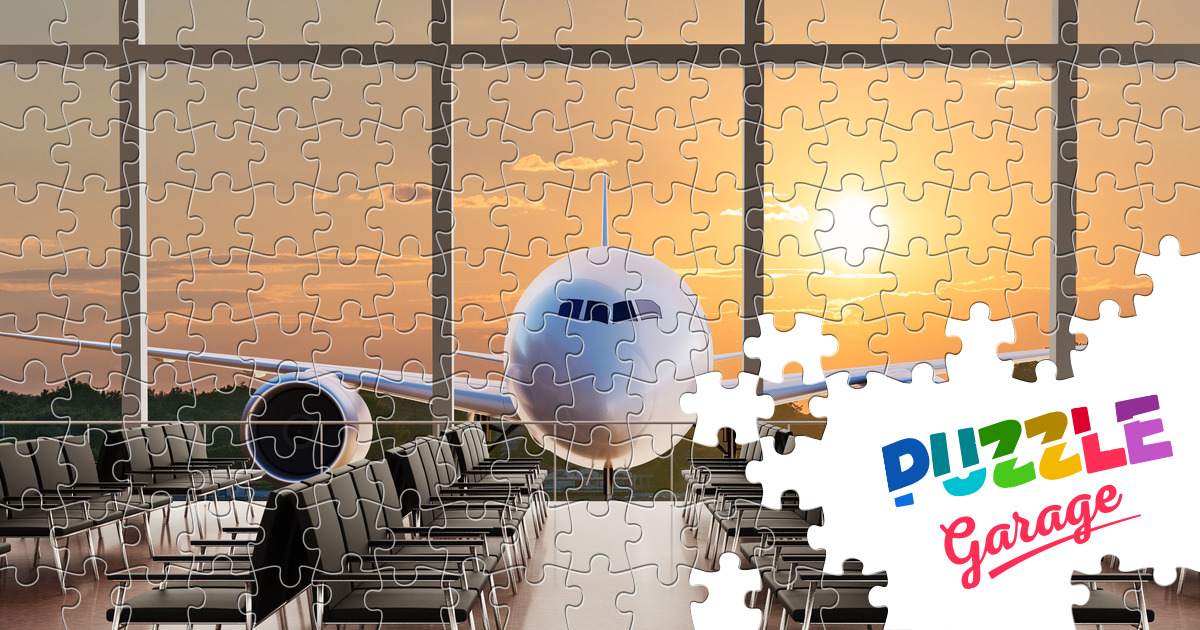 Airplane at sunset Jigsaw Puzzle (Technics, Aviation) Puzzle Garage