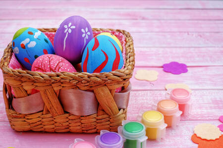 Easter eggs painted with paints