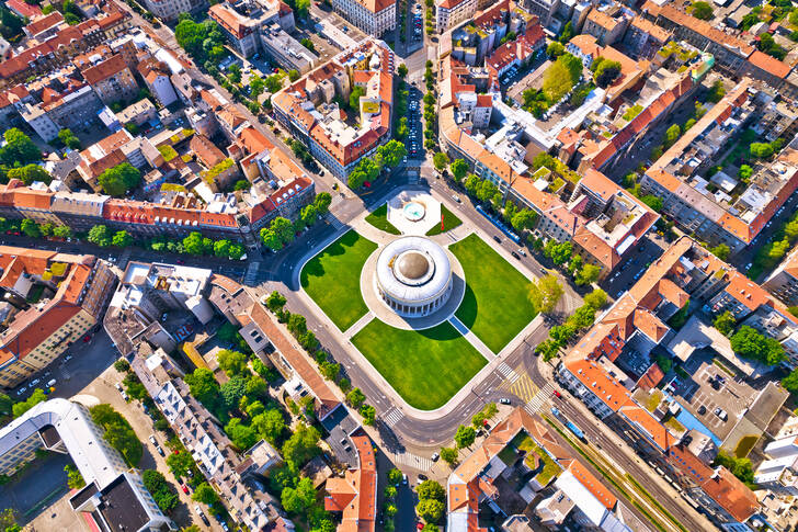 Zagreb'in merkezinin üstten görünümü