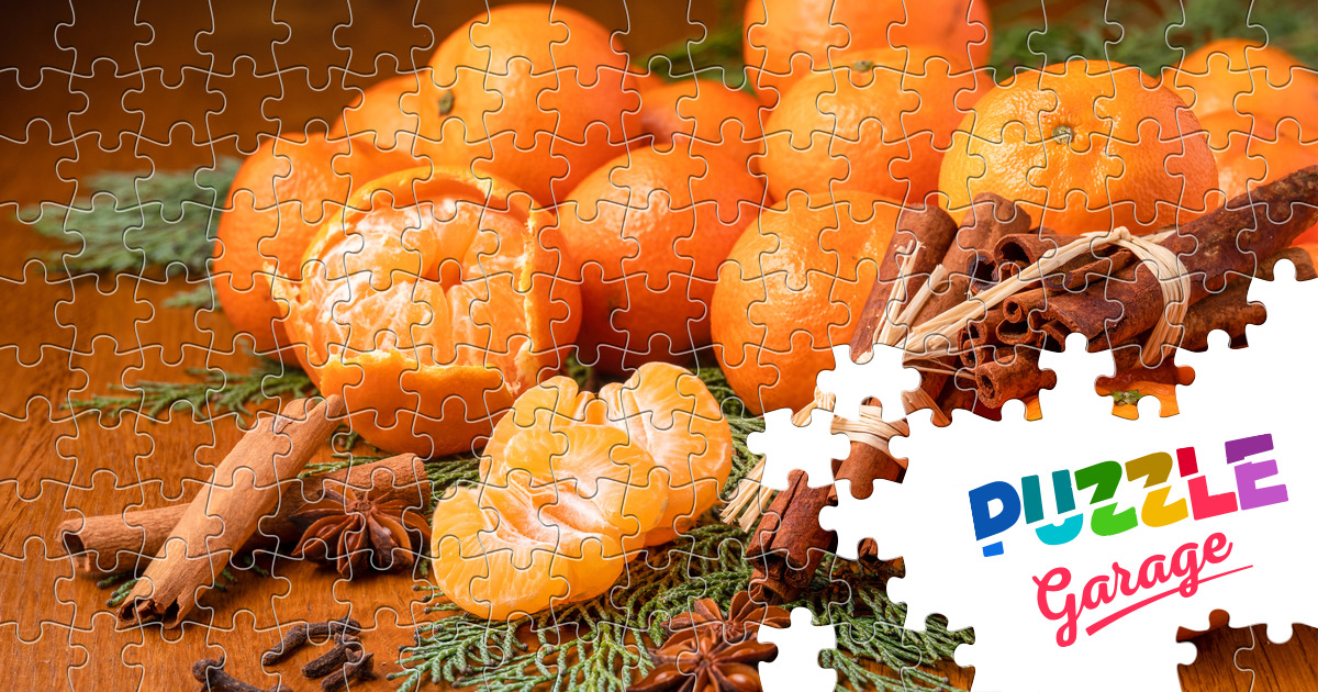 Tangerines and cinnamon sticks Jigsaw Puzzle (Plants, Fruits) Puzzle