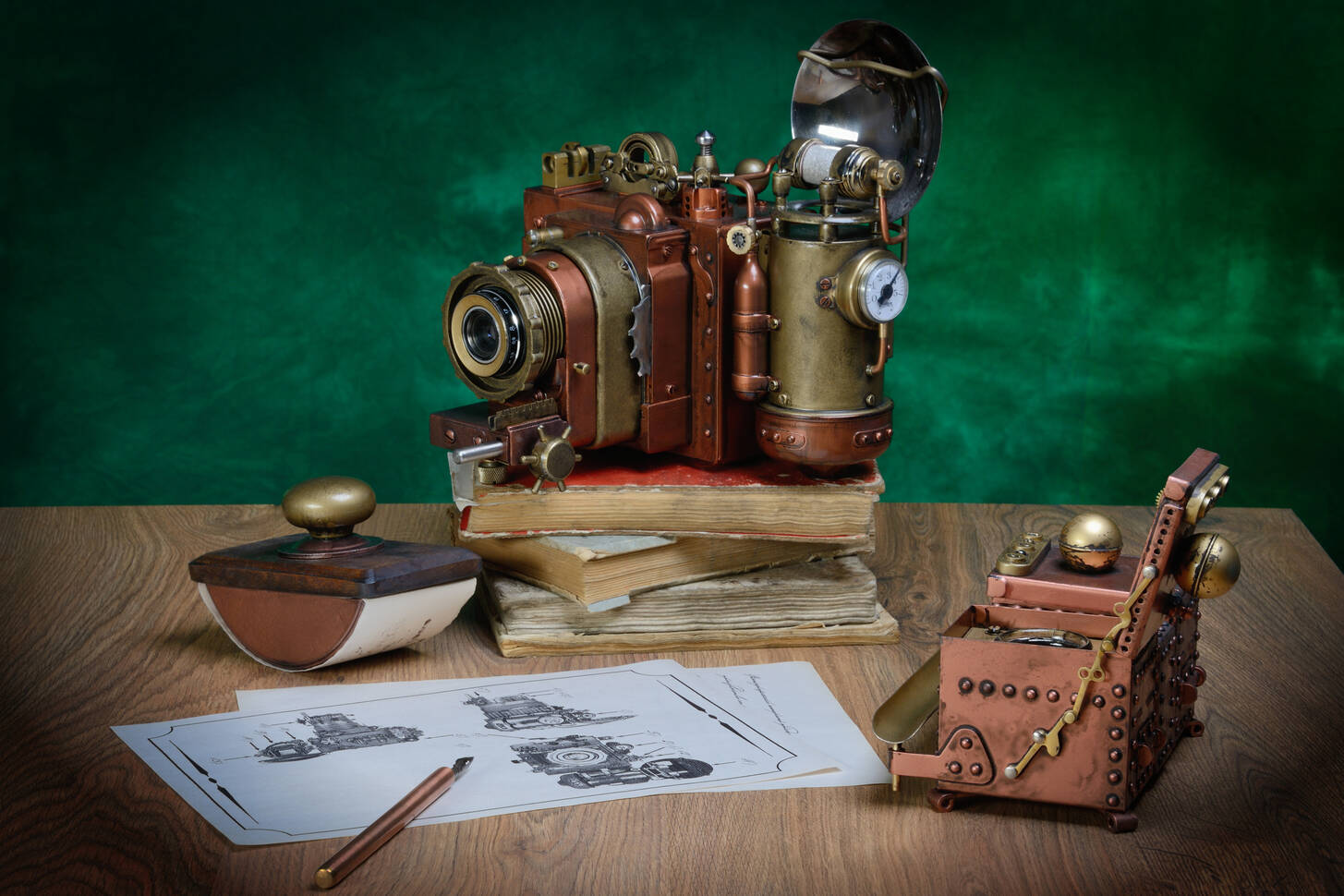 Photo camera on a wooden table Jigsaw Puzzle (Stuff, Foto cameras