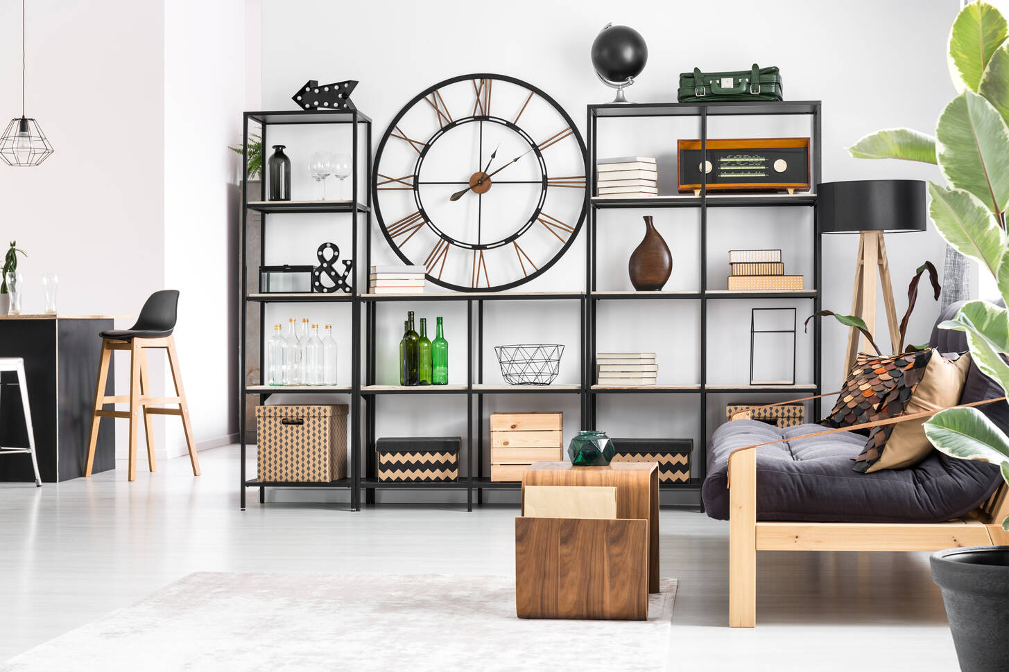 Living room with large clock Jigsaw Puzzle (Home, Interiors) | Puzzle ...