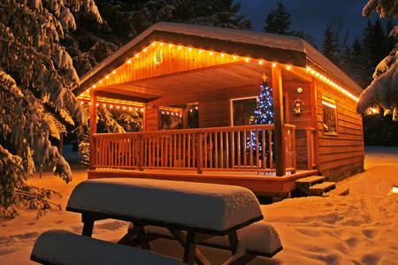 Christmas snowy house
