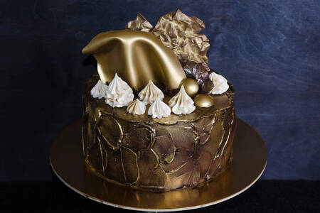 Chocolate cake with gold