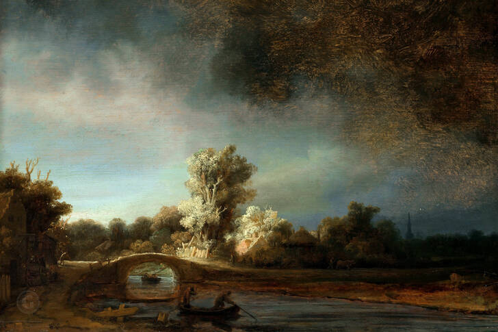 Rembrandt Harmenszoon van Rijn "Landscape with a Stone Bridge"
