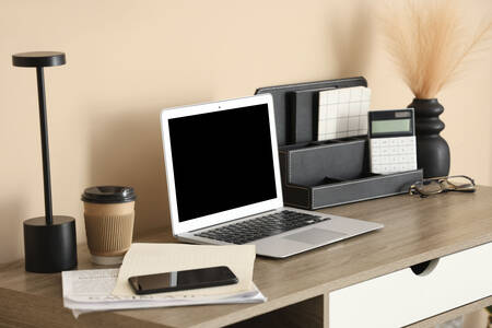 A laptop on the table