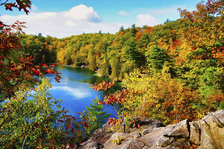 Udsigt over den lyserøde sø