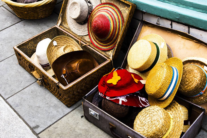 Original hats in suitcases