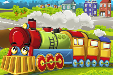 Dampflokomotive mit Wagen