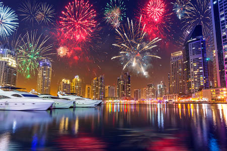Fireworks over Dubai Marina
