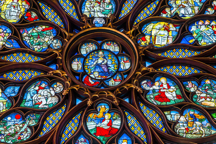 Fragment of a stained glass window in the Sainte-Chapelle chapel