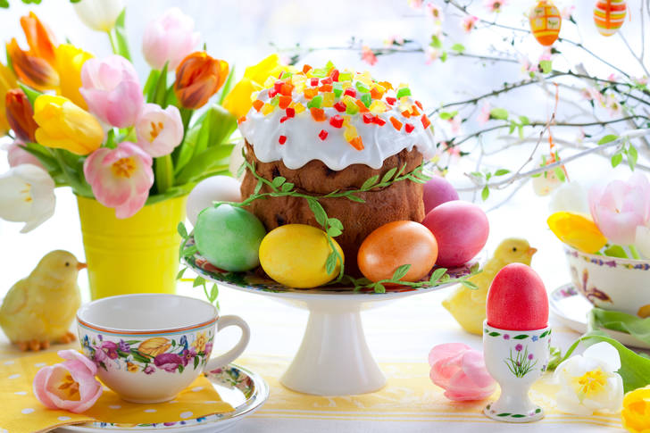 Easter cake on the festive table
