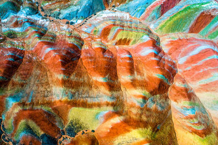 Zhangye Danxia'nın renkli kayaları