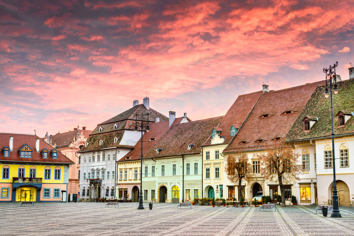 Sunset In Sibiu Hermannstadt Romania Stock Photo, Picture and