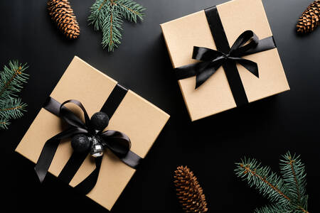 Gifts on a black background