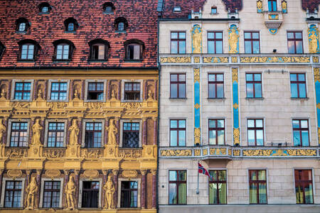 Historiska fasader i Wroclaw