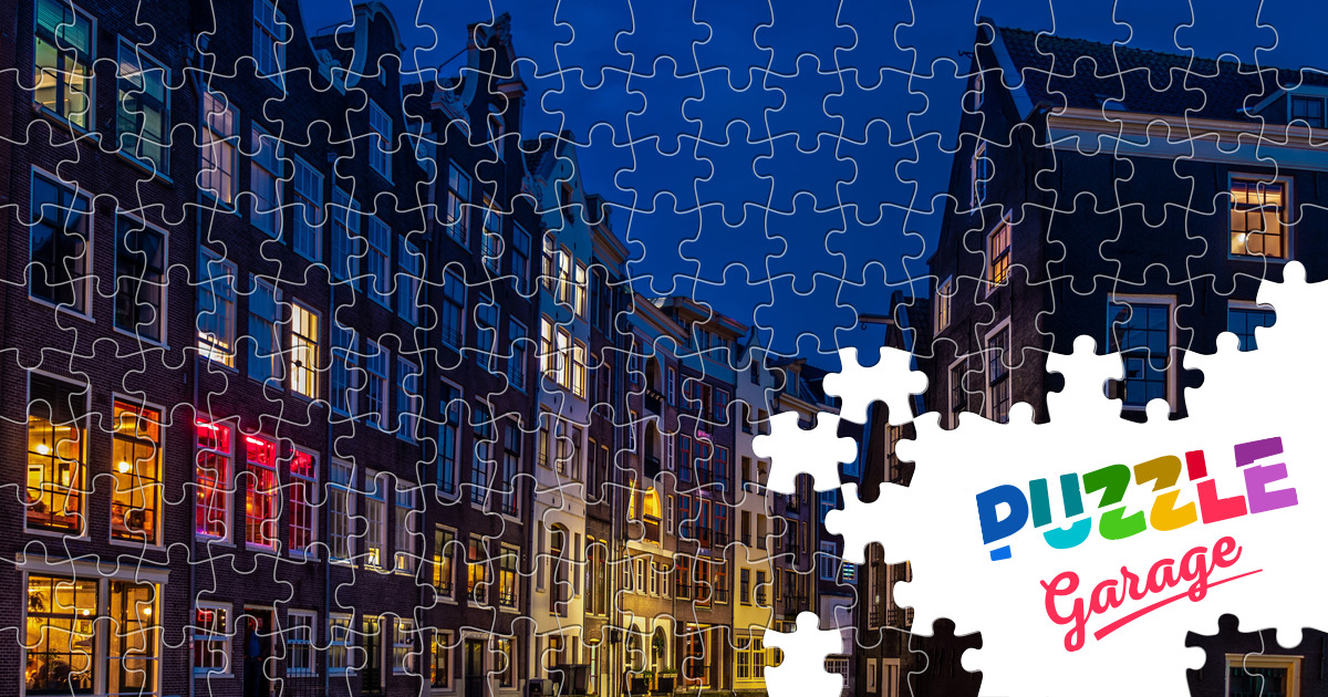 Night Amsterdam Jigsaw Puzzle (Countries, Netherlands) Puzzle Garage
