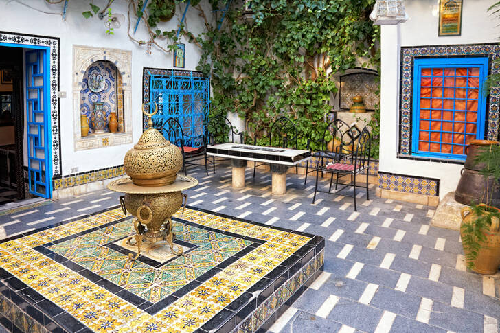 Traditional courtyard in Sidi Bou Said