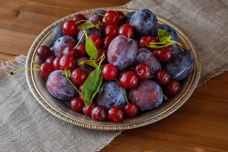 Plums and cherries