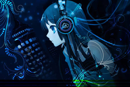 Anime girl with headphones