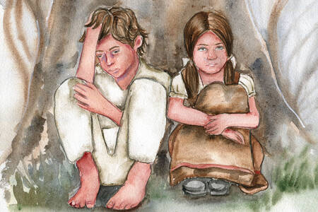 João e Maria na floresta