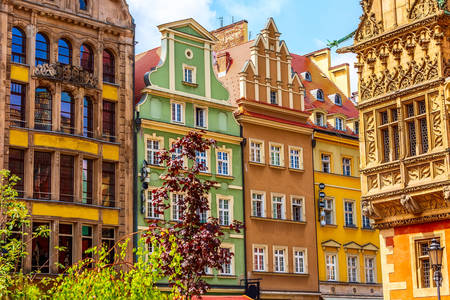 The architecture of the buildings in the market square
