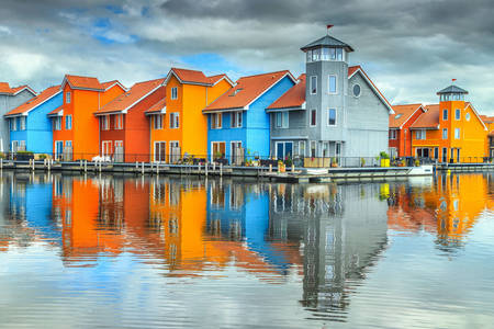 Casas coloridas em Groningen