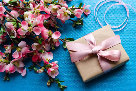 Flowers and gift box