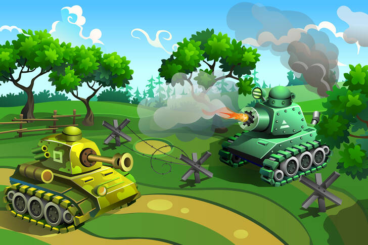 Tanks in battle Jigsaw Puzzle (For children, Cartoon Illustrations) |  Puzzle Garage