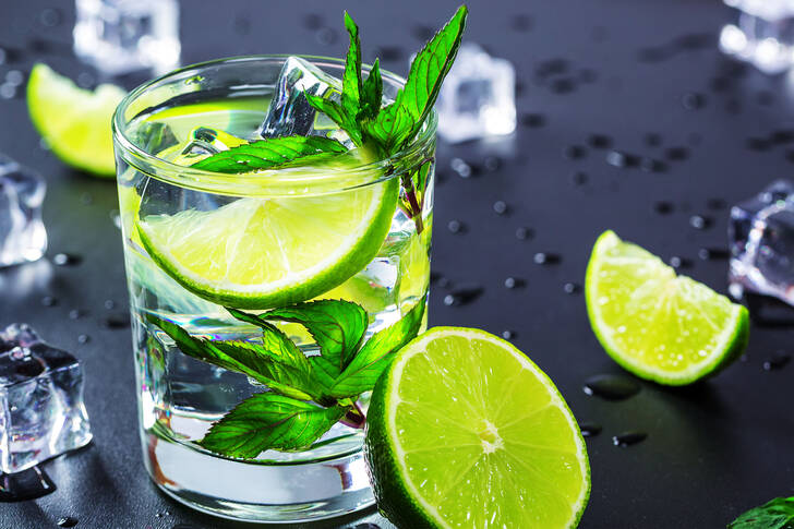 Mojito with lime and mint