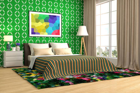 Зелен интериор на спалня