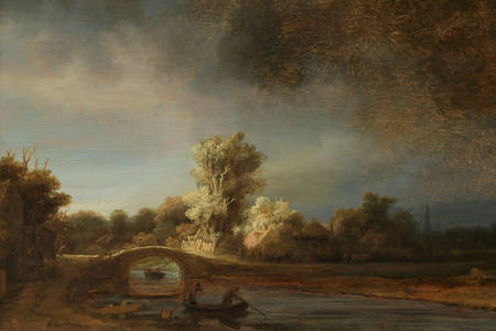 Rembrandt Harmenszoon Van Rijn: "Krajina s kamenným mostom"