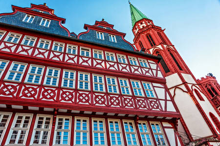 Façade d'une maison à colombages