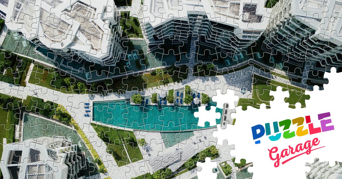 Top view of modern buildings Jigsaw Puzzle (Other, Aerial view