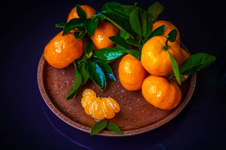 Tangerines on a plate