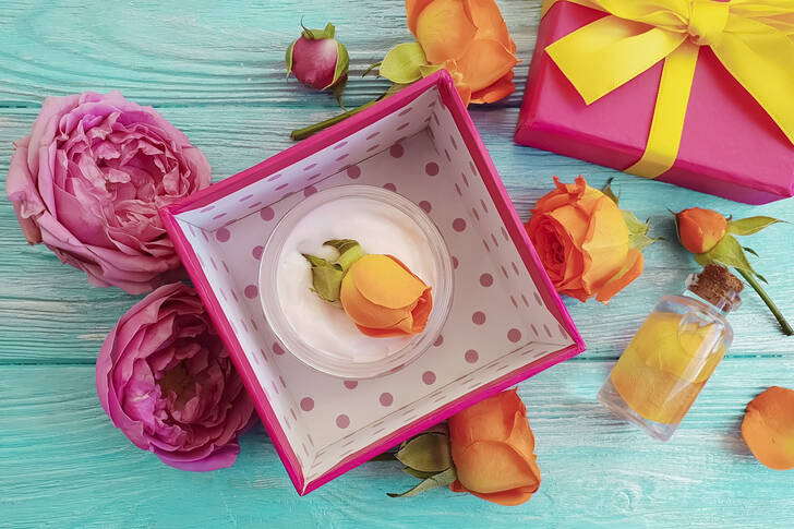 A gift and flower buds