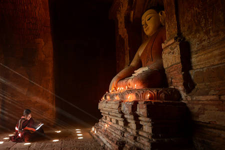 Monge novato no templo
