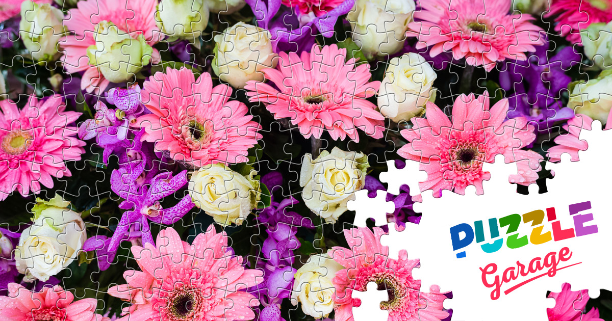 Bouquet of roses and gerberas Jigsaw Puzzle (Plants, Flowers) Puzzle